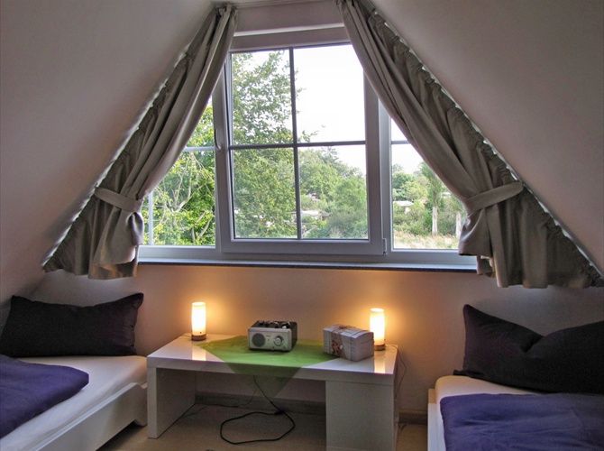 Das Schlafzimmer im ausgebauten Spitzboden
